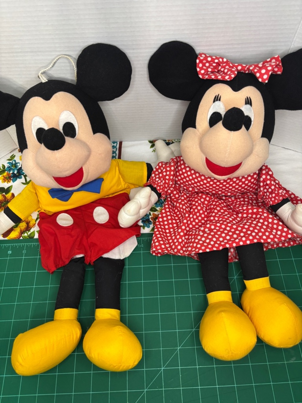 Vintage Disney Mickey & Minnie Plush Pajama PJ Bag Hanging Pair
